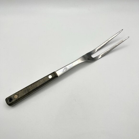 Vintage Flint Stainless USA Carving Fork 2-Prong Meat Mid Century Retro Kitchen - Picture 1 of 6